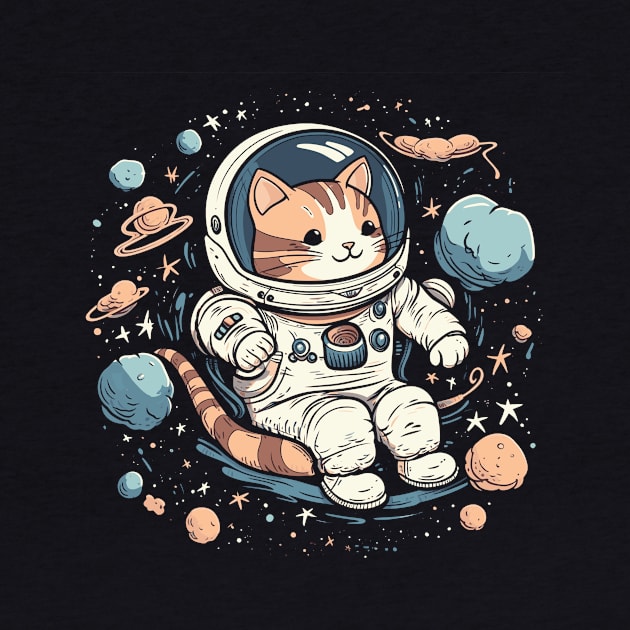 Cute Astronaut Floating In Space by Purrestrialco